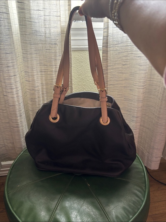 MICHAEL Michael Kors Handbags - MICHAEL Michael Kors Black Shoulder Bag with Tan Straps